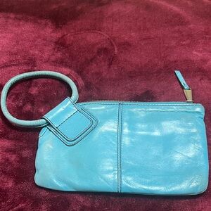 HOBO turquoise blue sable leather wristlet